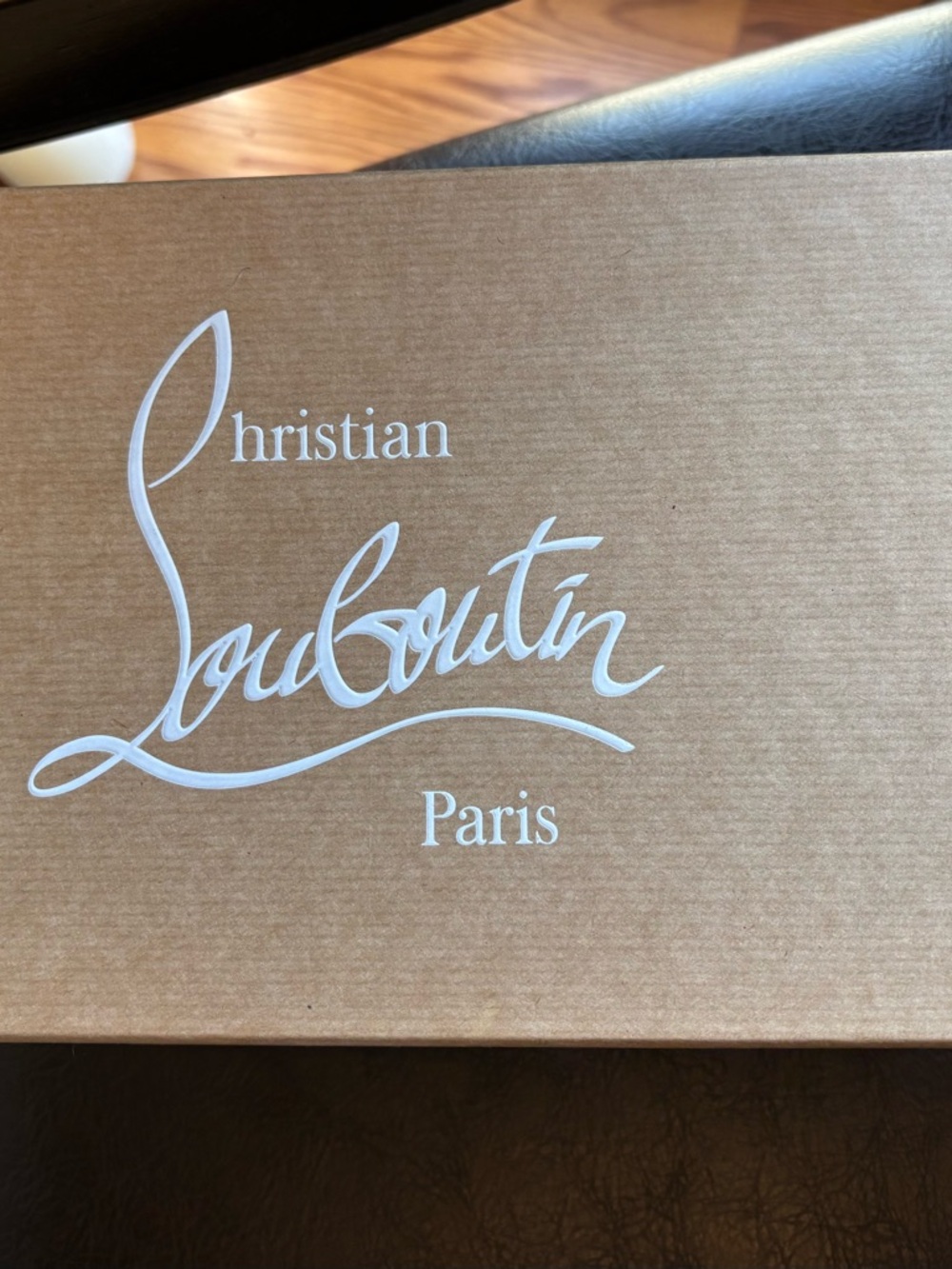 Christian Louboutin Black Leather Slide Sandals with Embossed Logo - Picture 6 of 6